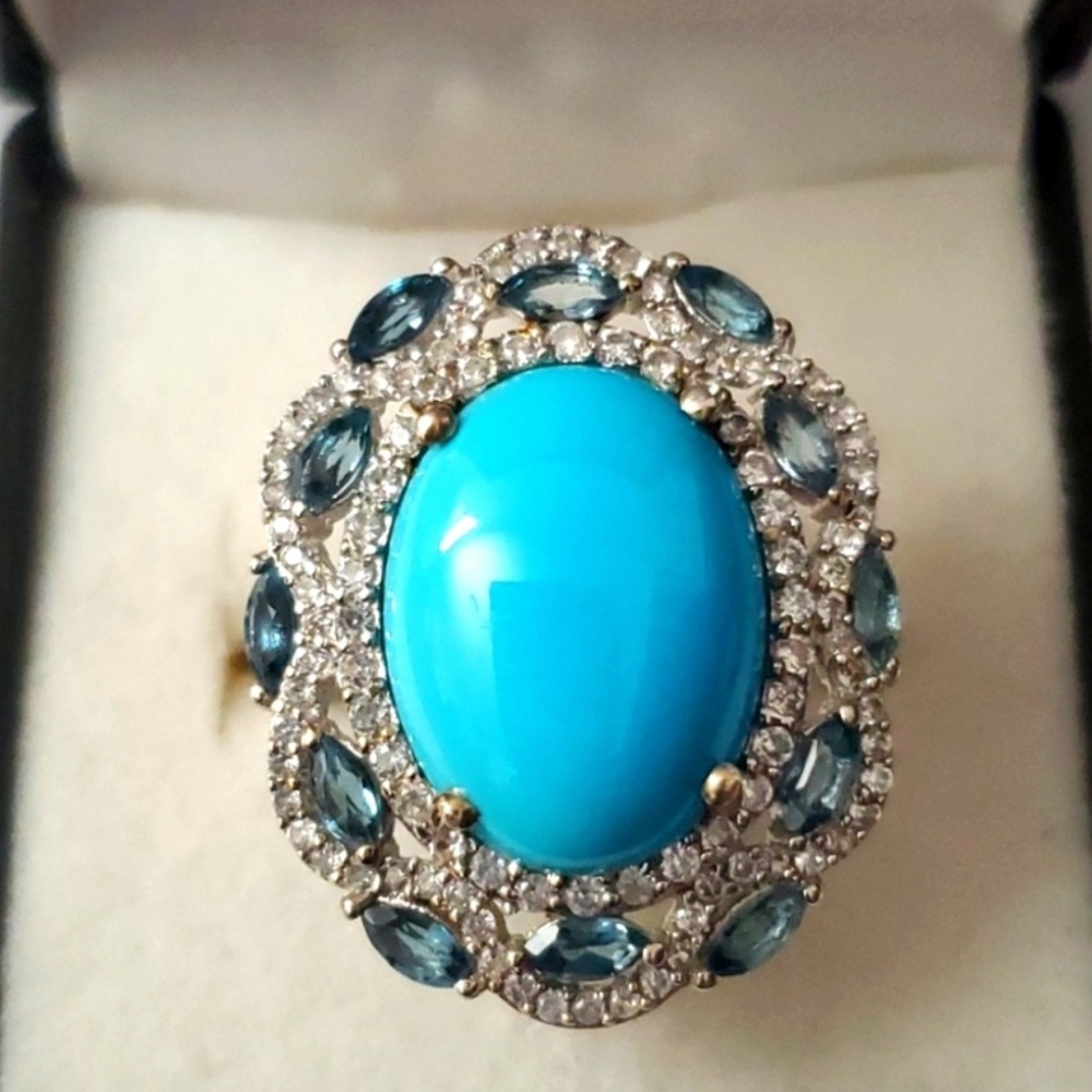 VIDEO / 9.80 Cttw Sterling Silver 925 Arizona Sleeping Beauty Turquoise Ring - Picture 3 of 8